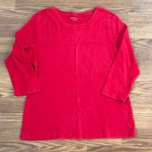 Studio Works red 3/4 sleeve crewneck top size large